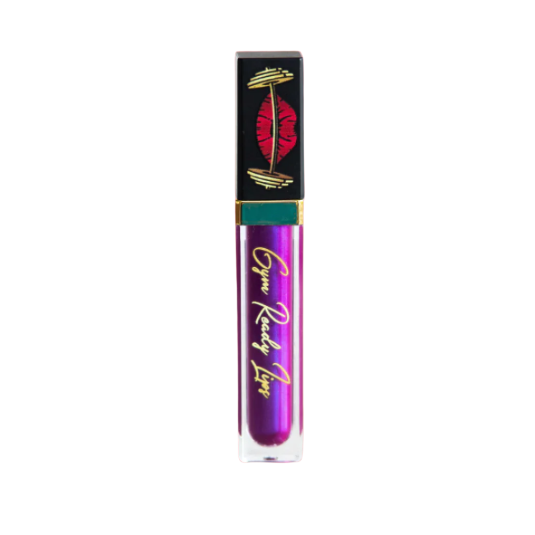A tube of Purple Eclipse Liquid Lipstick with a mirror, showing a purple color and the brand logo.