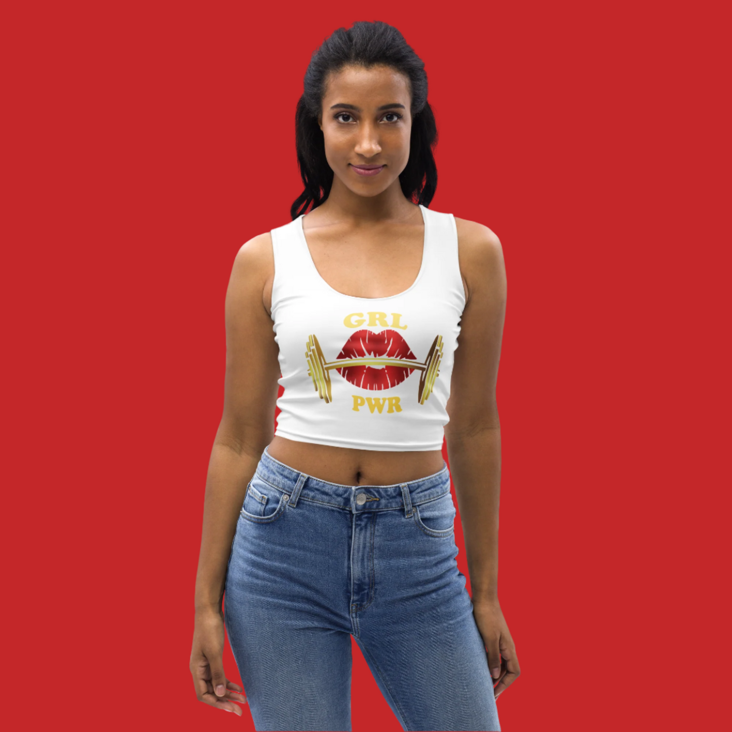 Gold Gym Ready Lips Crop Top
