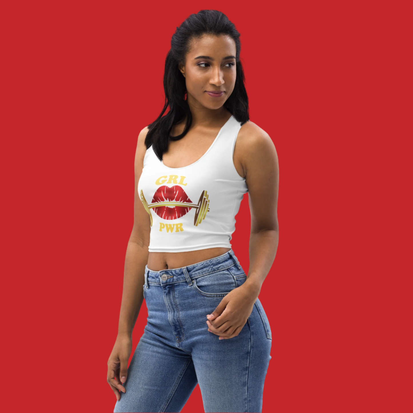 Gold Gym Ready Lips Crop Top