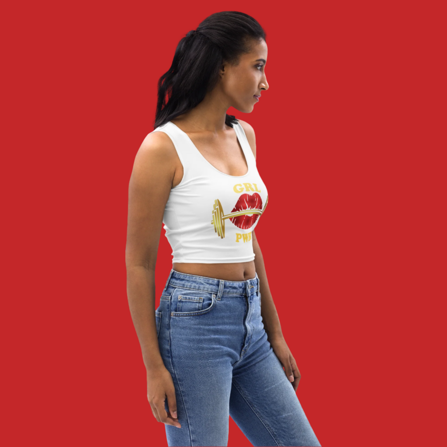 Gold Gym Ready Lips Crop Top