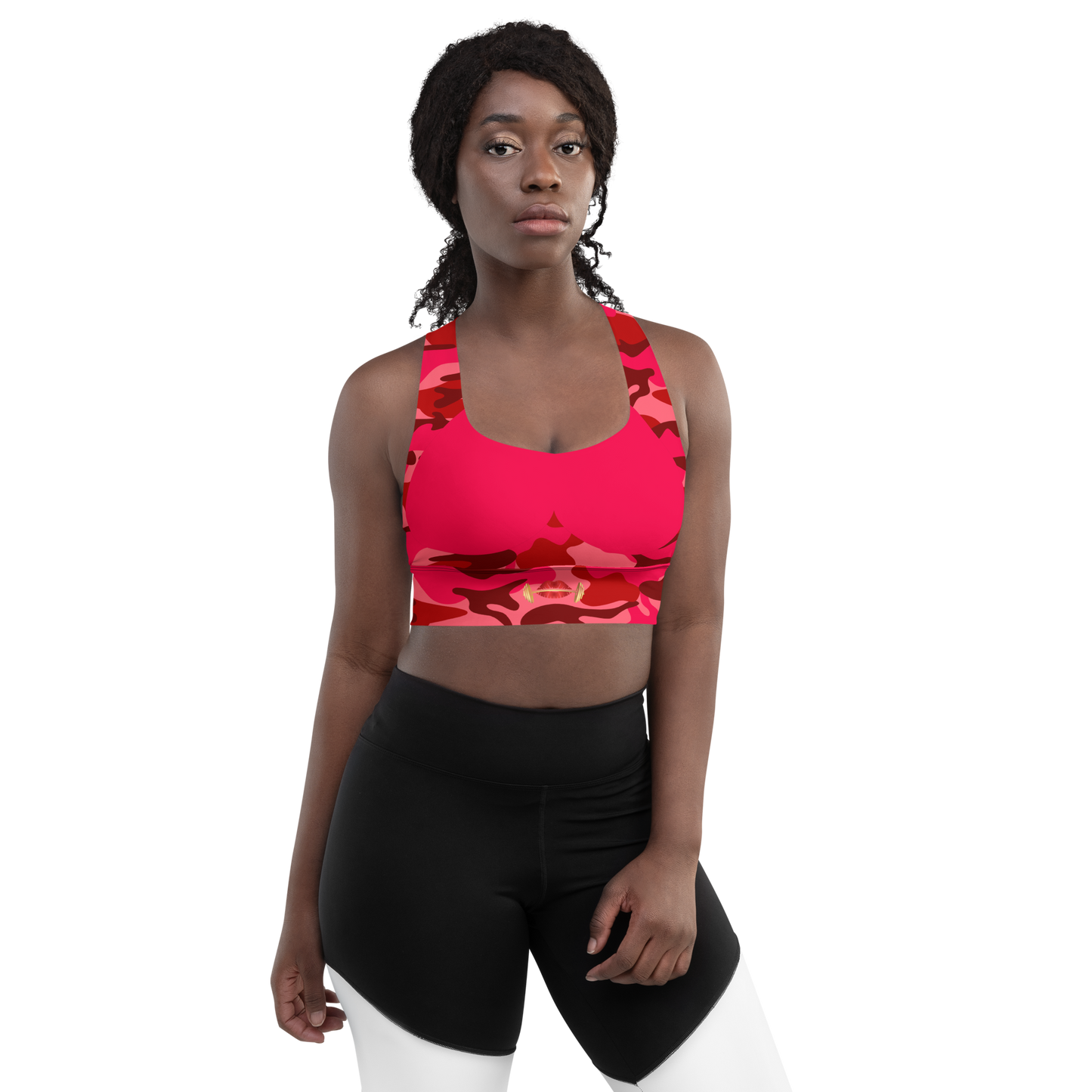 Red with Camo Longline Sports Bra