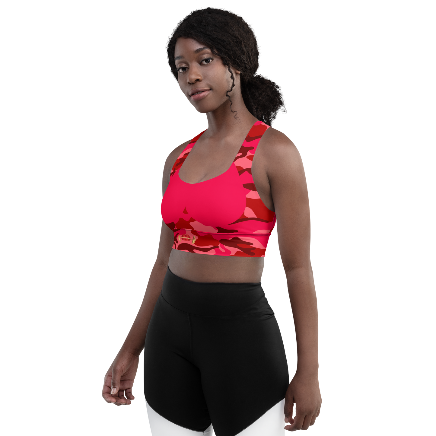 Red with Camo Longline Sports Bra