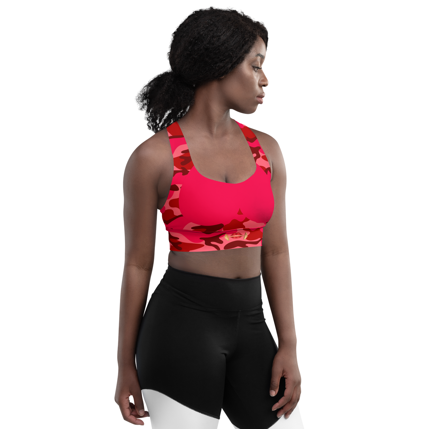 Red with Camo Longline Sports Bra