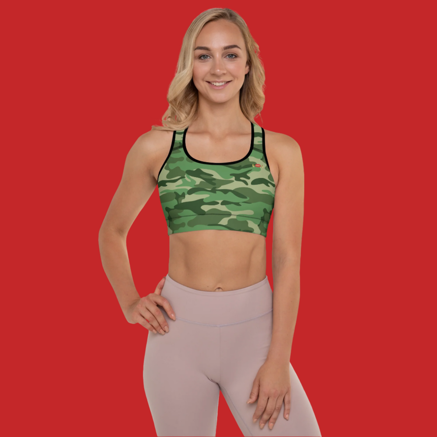 GRL Green Camo Sports Bra