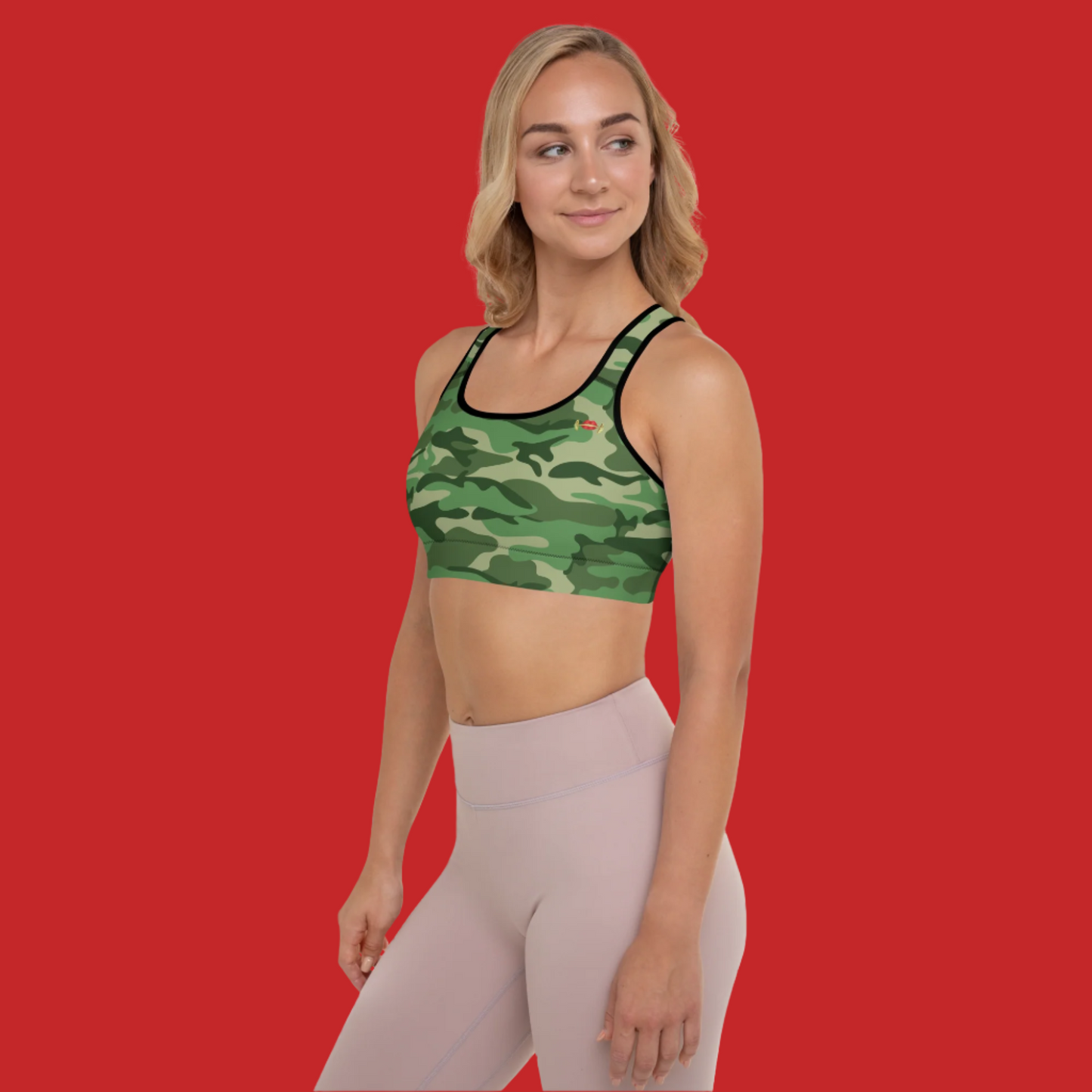 GRL Green Camo Sports Bra