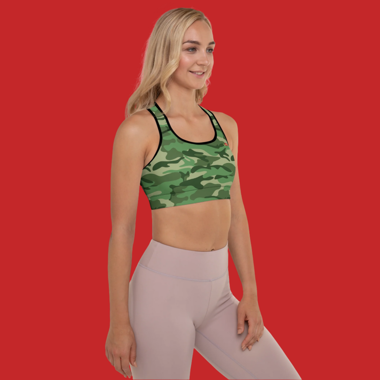 GRL Green Camo Sports Bra