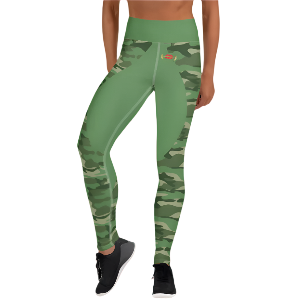 Green camo yoga pants shop