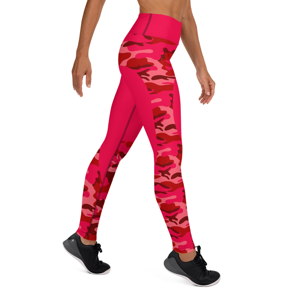 GRL Red with Camo Yoga Leggings