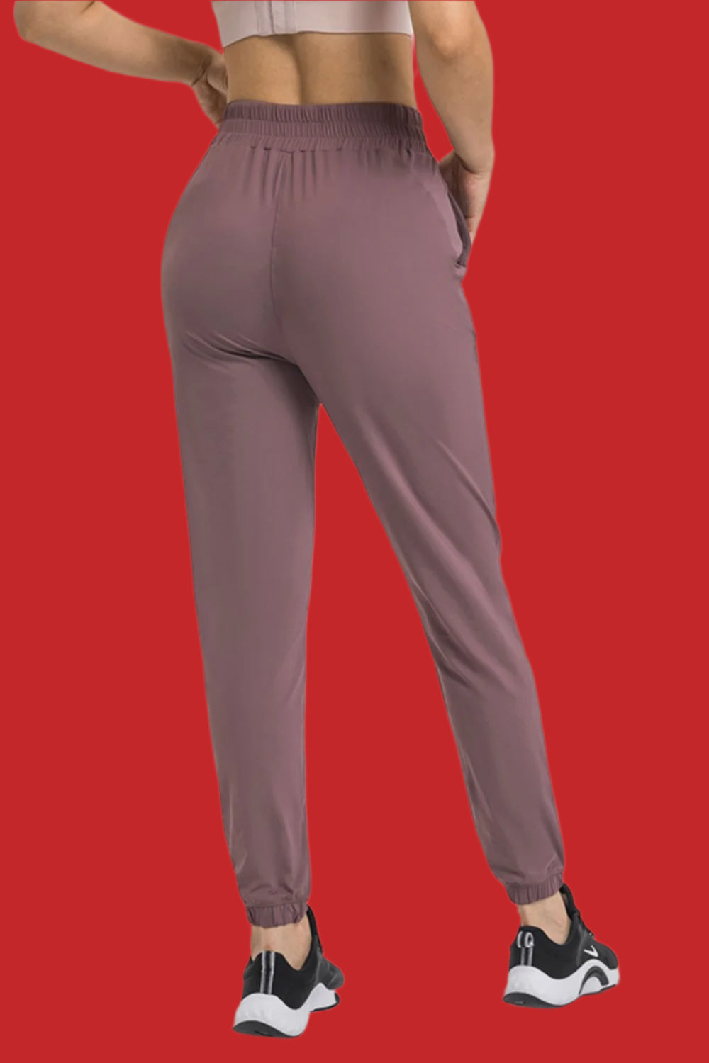 Elastic Waist Yoga Joggers with Pockets