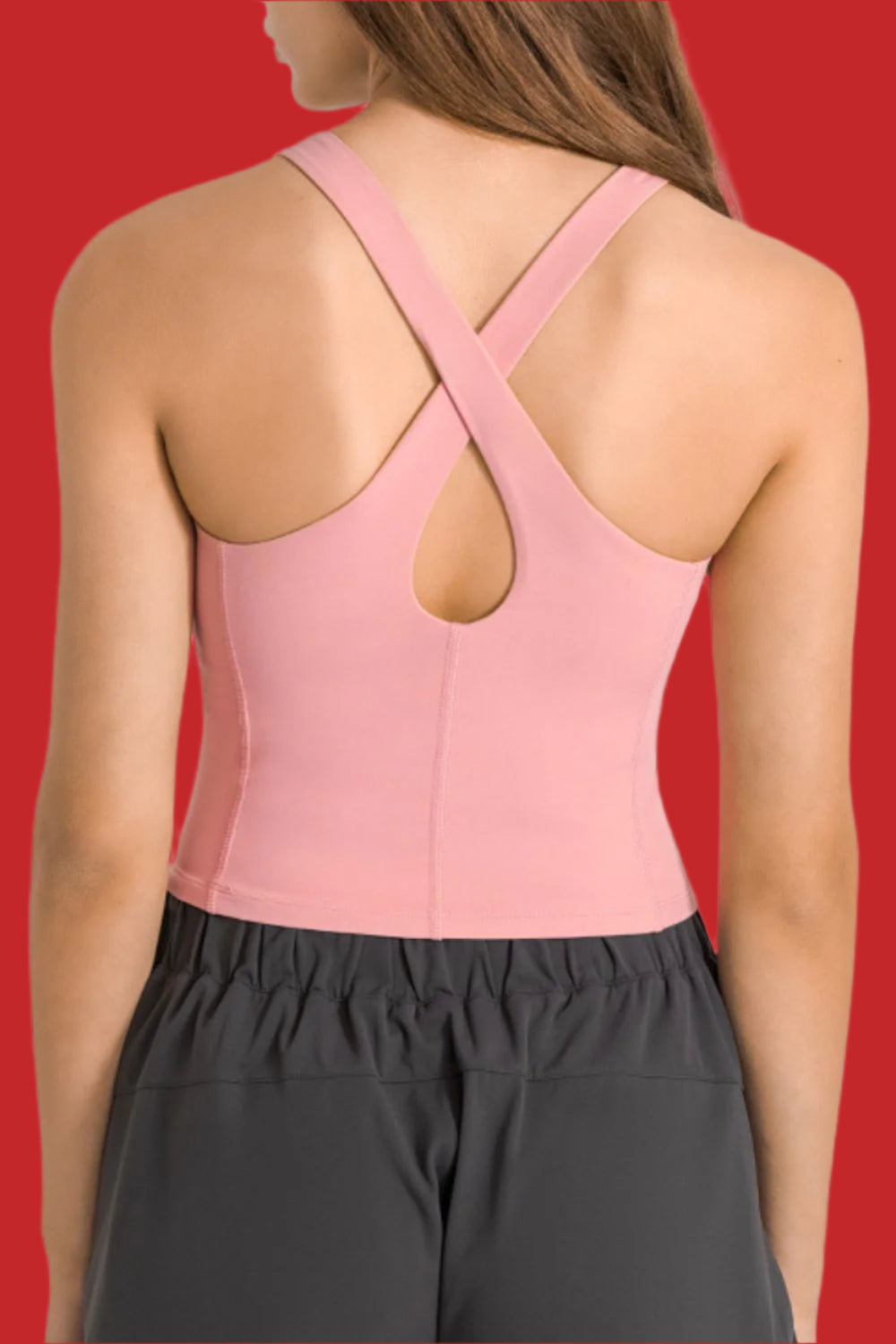 Crisscross Back Round Neck Yoga Tank