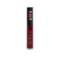 Lip gloss tube with black and red design on a white background
