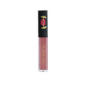 Lip gloss tube with pink color and black lid on white background
