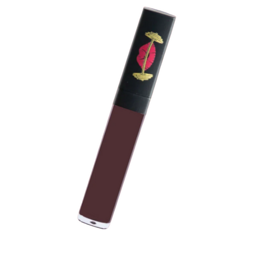 Lipstick with black and red packaging on a white background