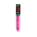 Pink lip gloss tube with black and gold cap on white background