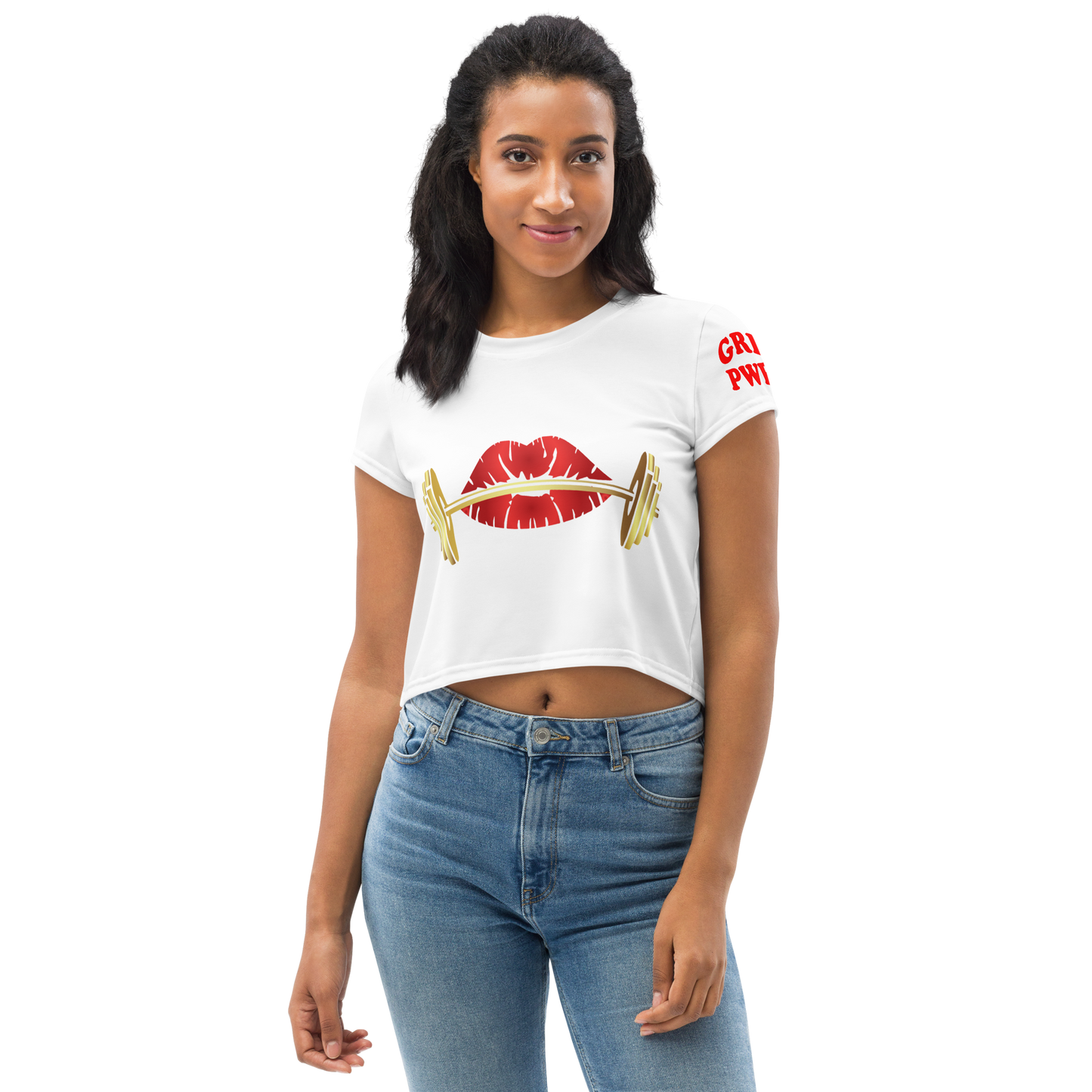 Signature GRL PWR All-Over Print Crop Tee