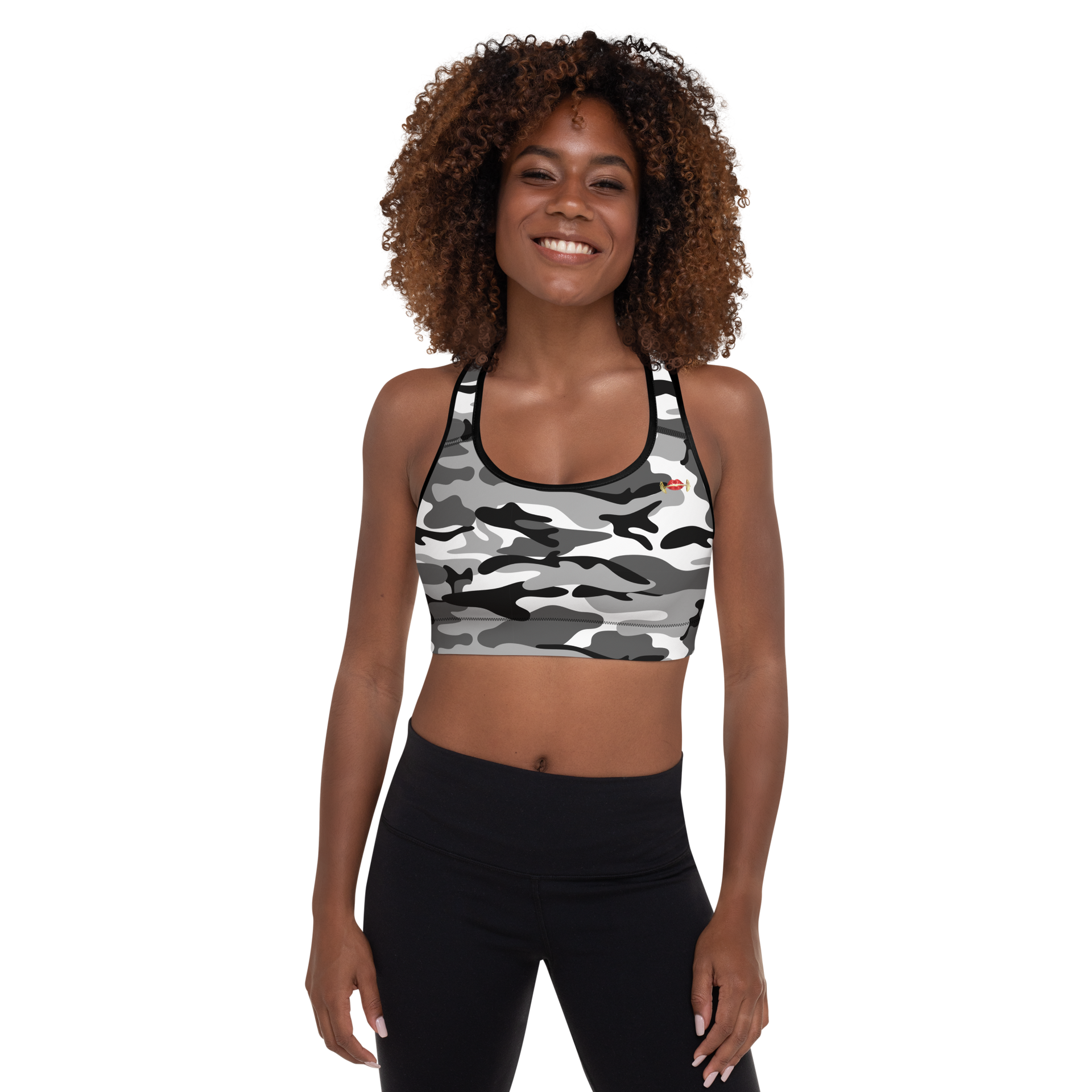 Black & Grey Camo Sports Bra Crop Tank