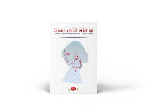 Book titled 'Chosen & Cherished' with a silhouette of a woman on the cover.