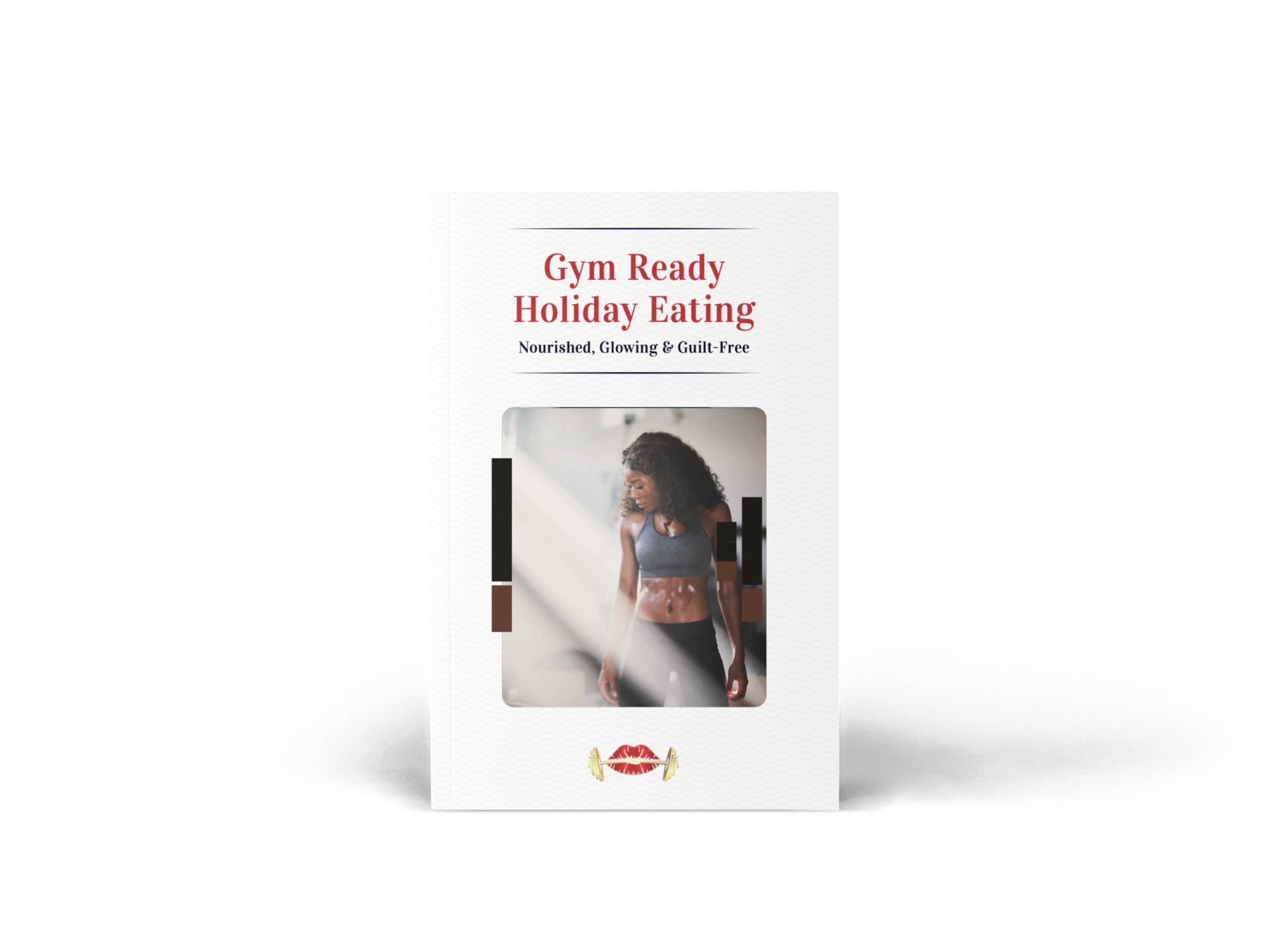 Book titled 'Gym Ready Holiday Eating' on a white background