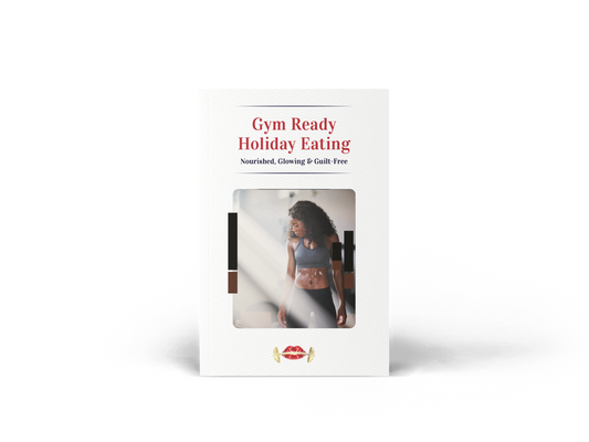Book titled 'Gym Ready Holiday Eating' on a white background