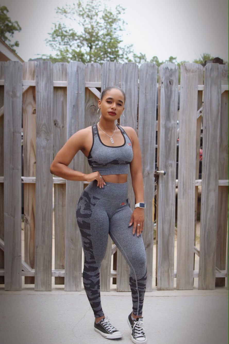 Gym Ready Lips Camouflage Sports Bra | Gym Ready Lips
